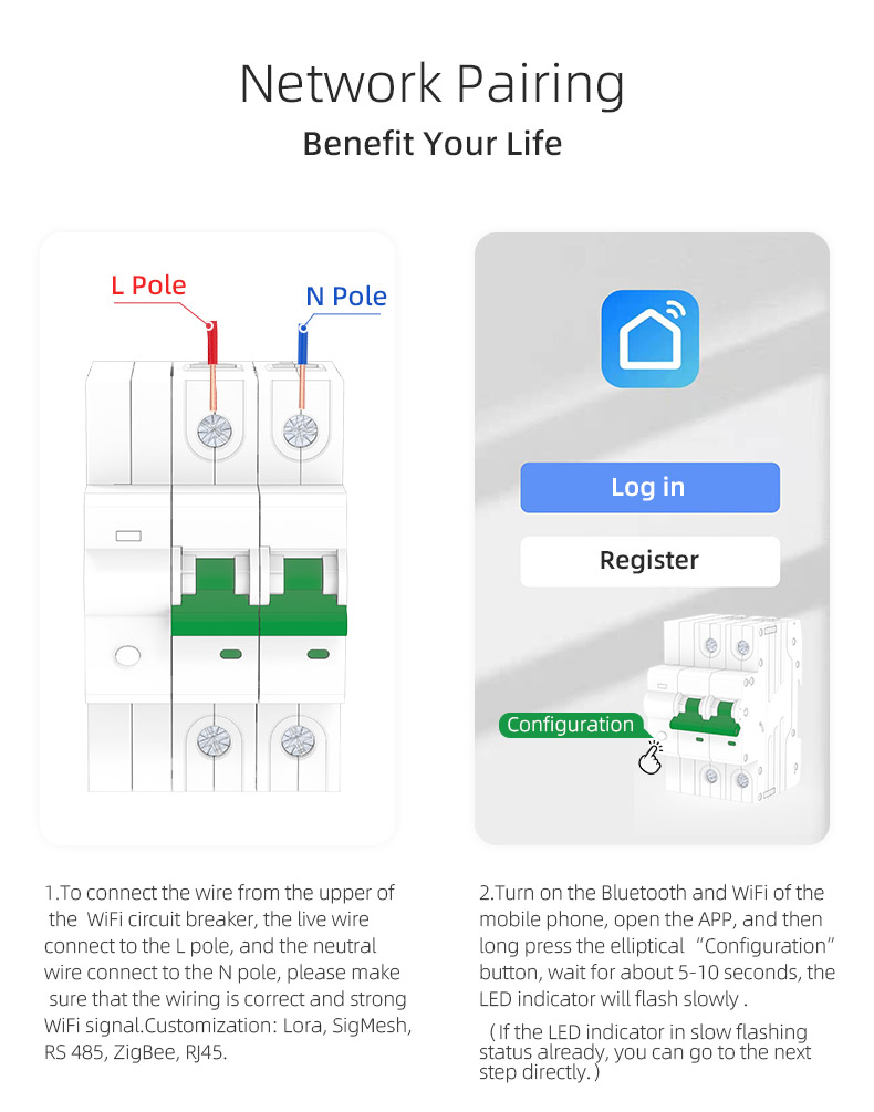 How to connect Tuya wifi circuit breaker TOQCB1-TJ-100 step one